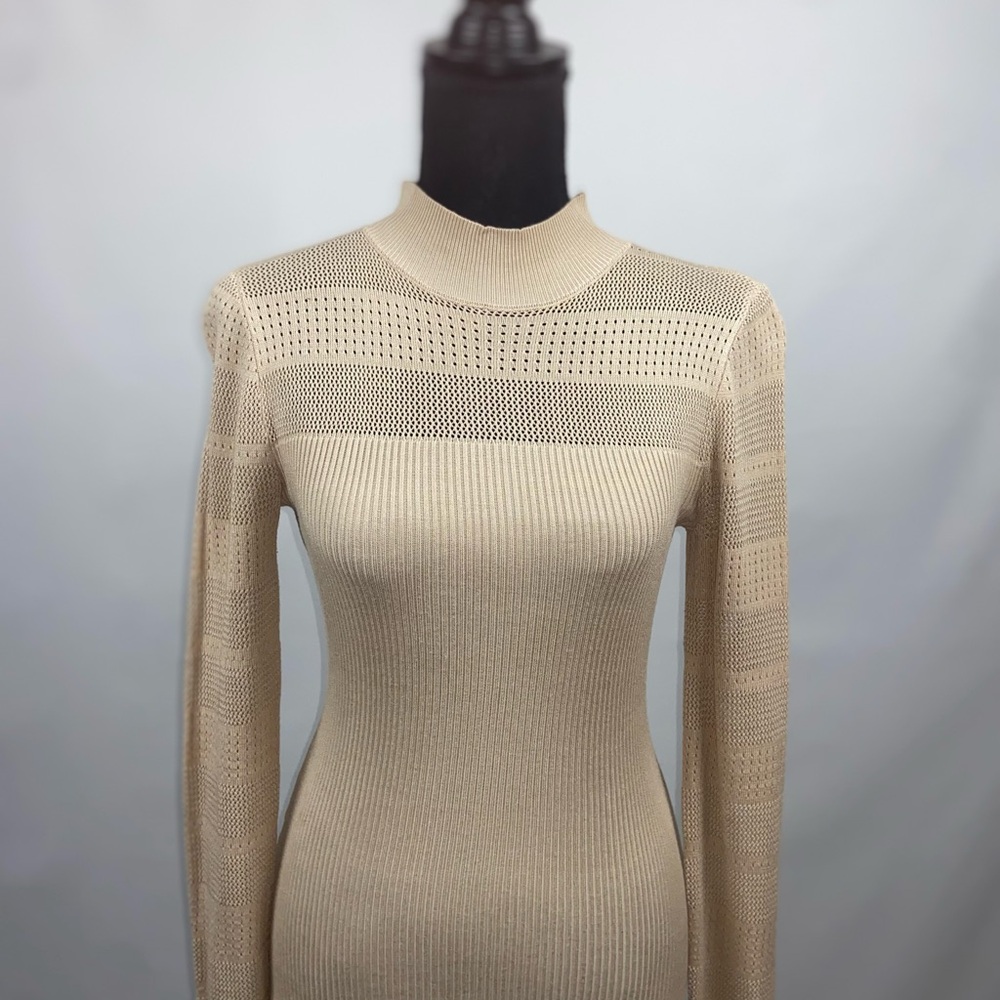 Beige Sweater Mock Turtleneck Crave Fame Medium